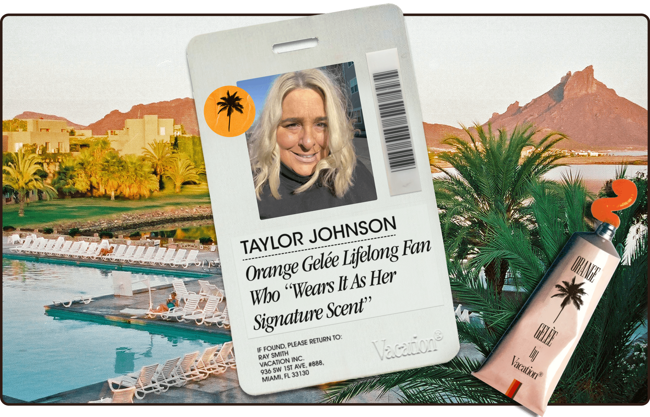 a tube of orange gelee by vacation on an orange background