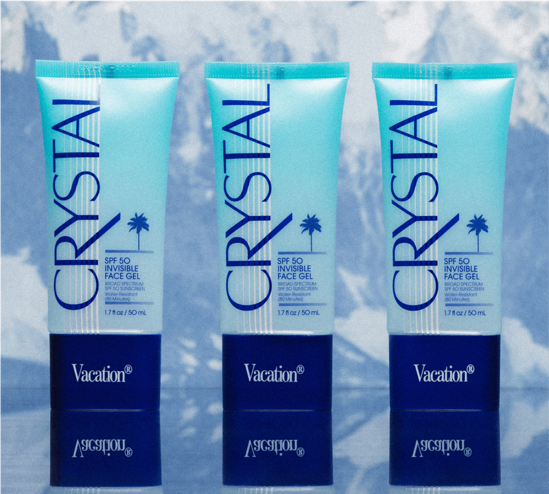 three bottles of vacation crystal invisible face gel