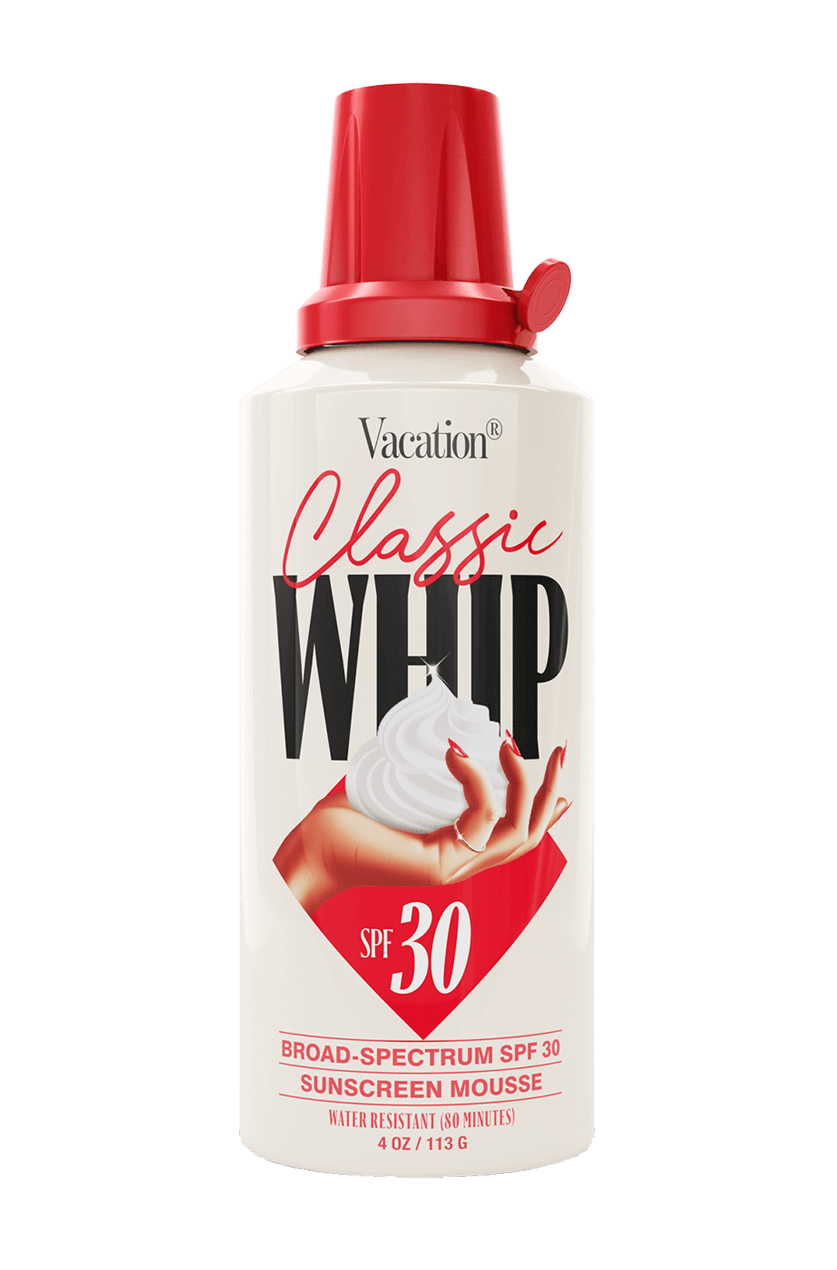 a bottle of vacation classic whip spf 30 sunscreen mousse