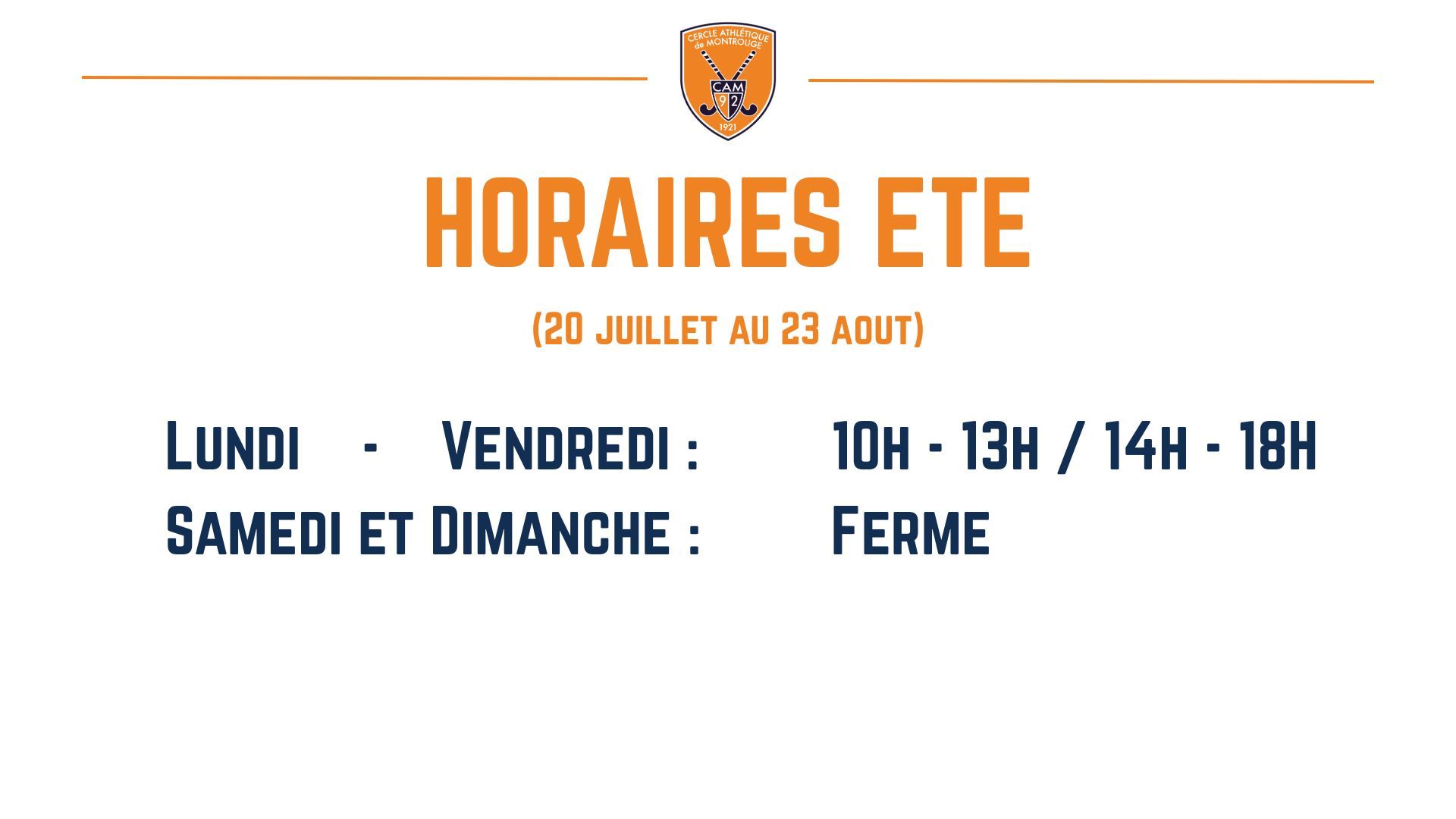 Horaires Ete