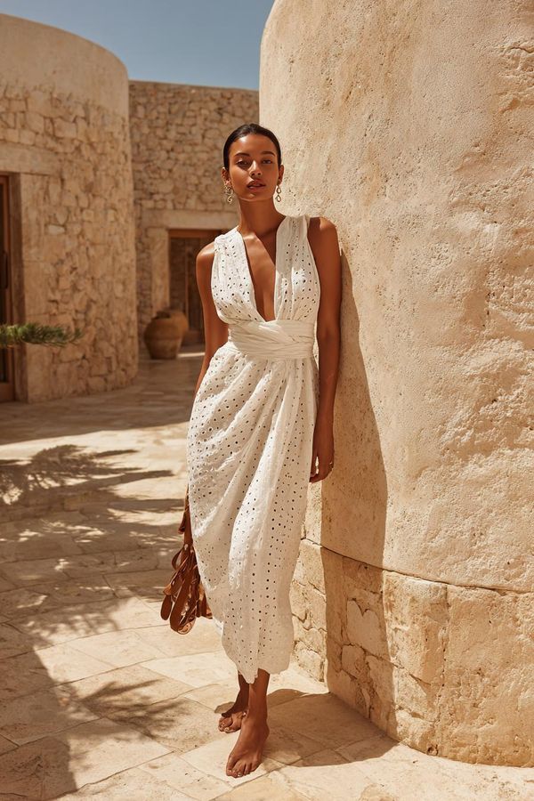 Woman in elegant summer outfit look 3