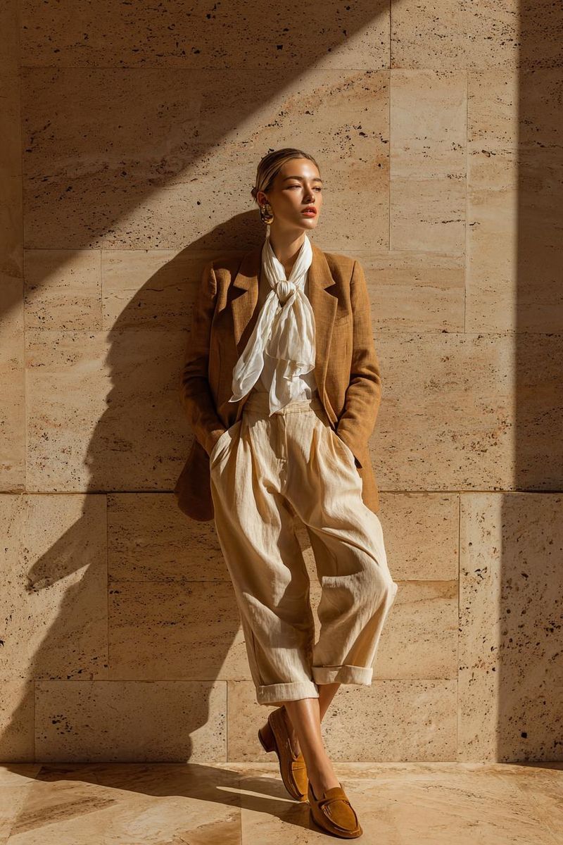 Woman in elegant summer outfit look 1