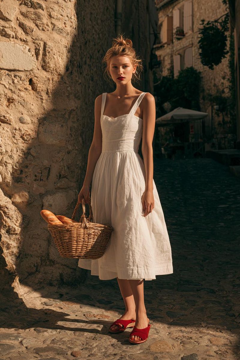 Woman in elegant summer outfit look 1