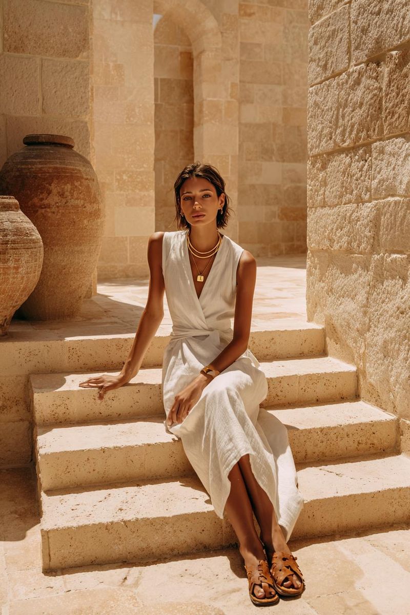 Woman in elegant summer outfit look 4