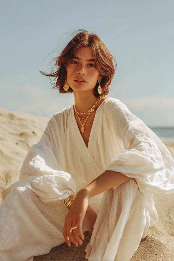 Woman in elegant summer outfit look 4