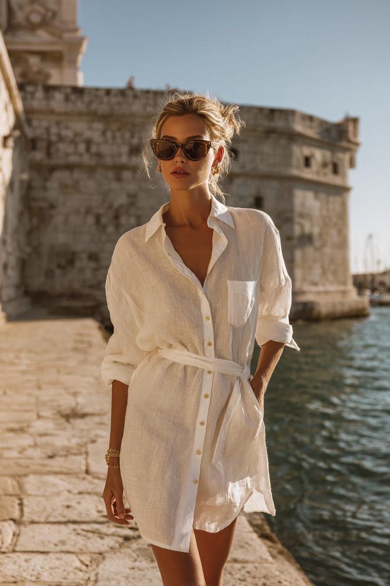 Woman in elegant summer outfit look 4