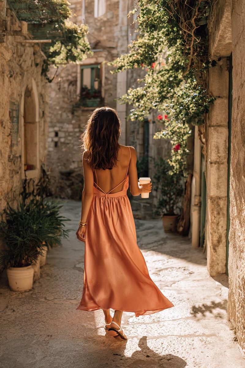 Woman in elegant summer outfit look 1