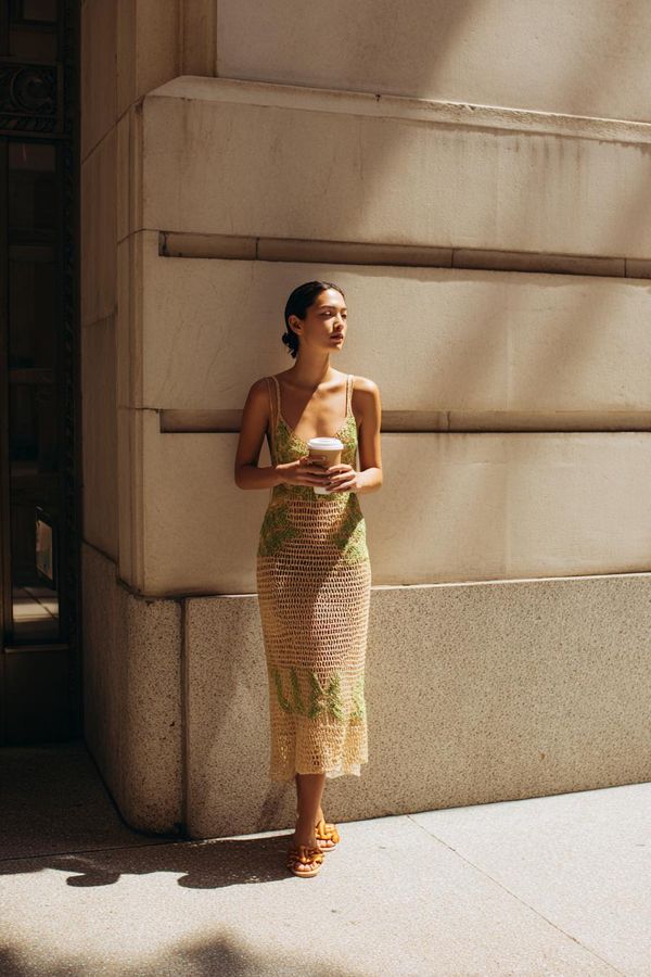 Woman in elegant summer outfit look 4