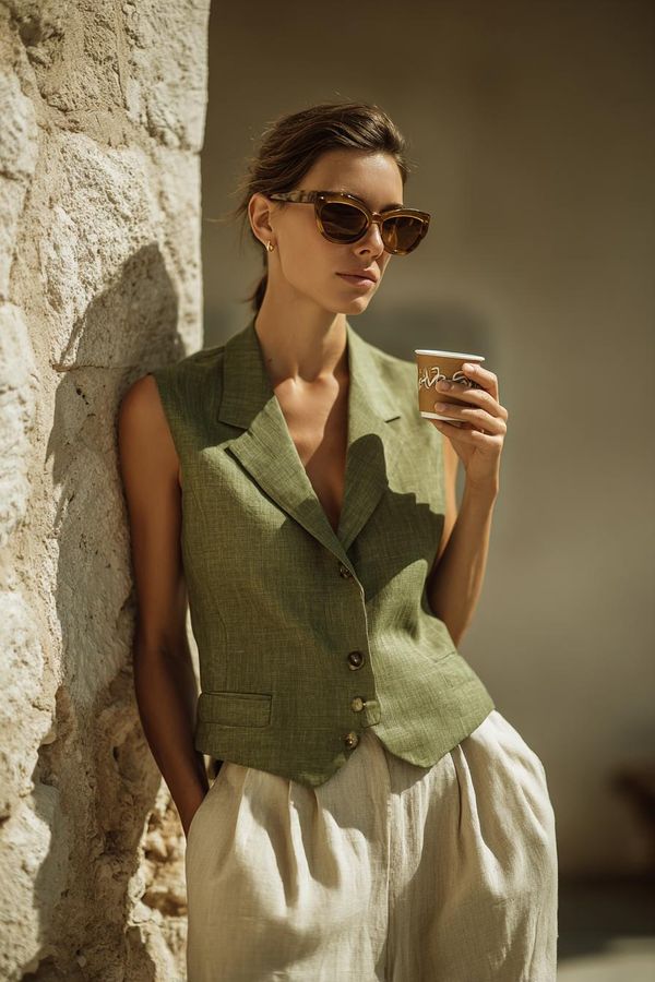 Woman in elegant summer outfit look 2