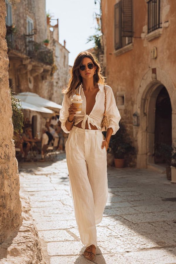 Woman in elegant summer outfit look 2