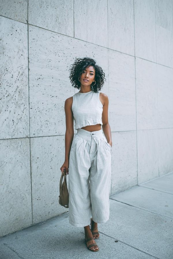 Woman in elegant summer outfit look 3