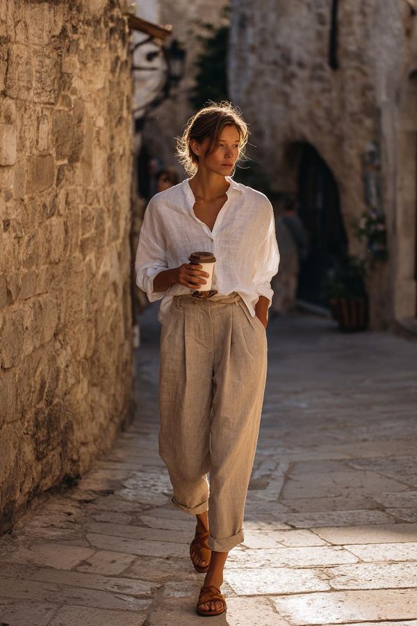 Woman in elegant summer outfit look 3