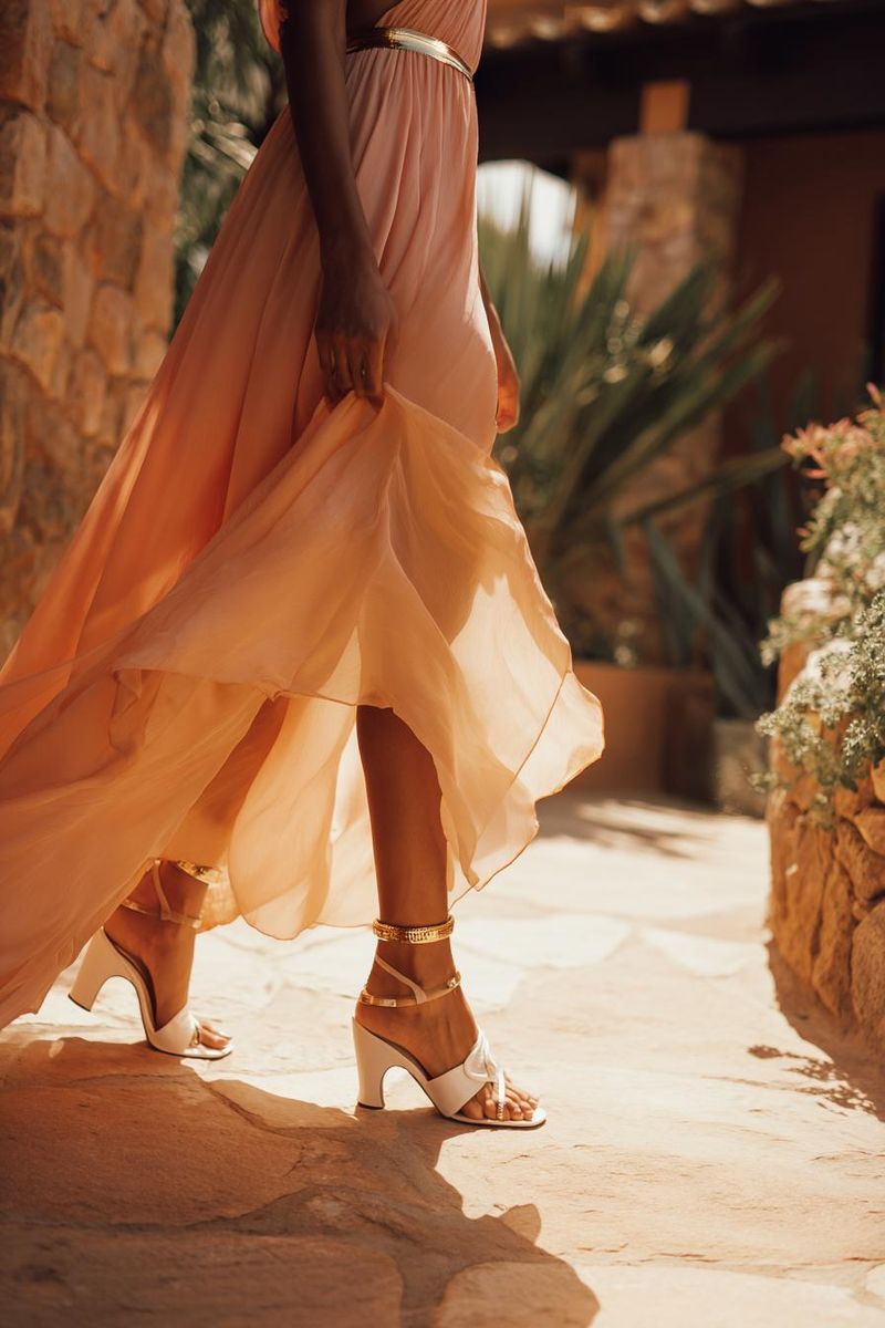 Woman in elegant summer outfit look 1