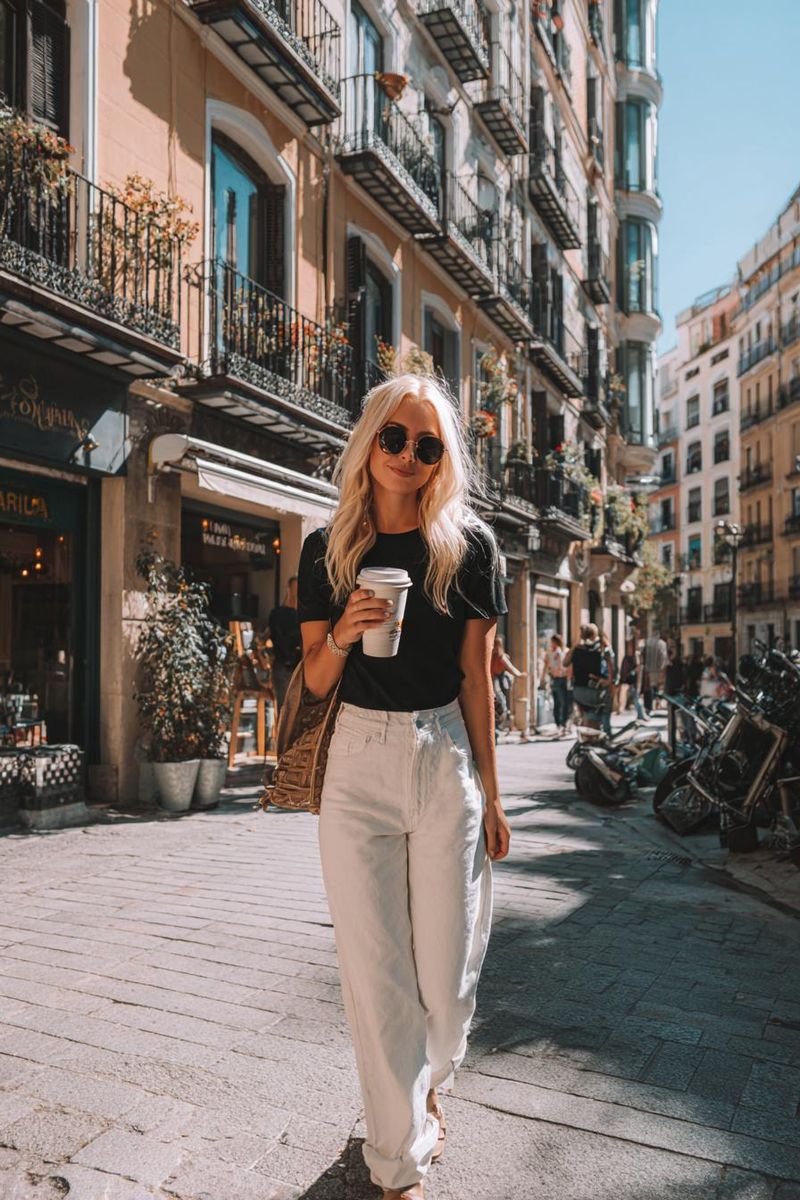 Woman in elegant summer outfit look 1