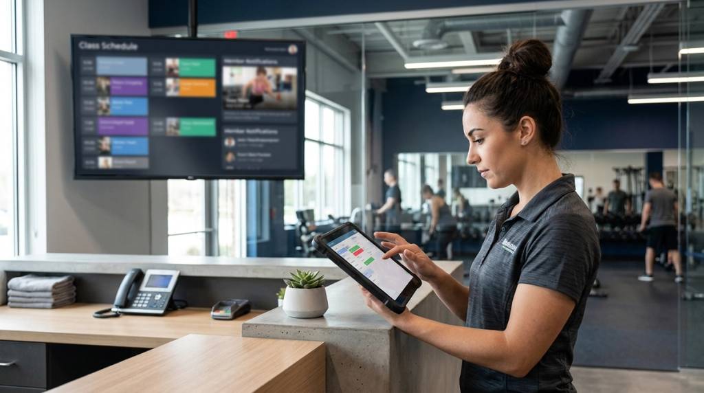 Gym digital signage managed from BryteCast cloud software