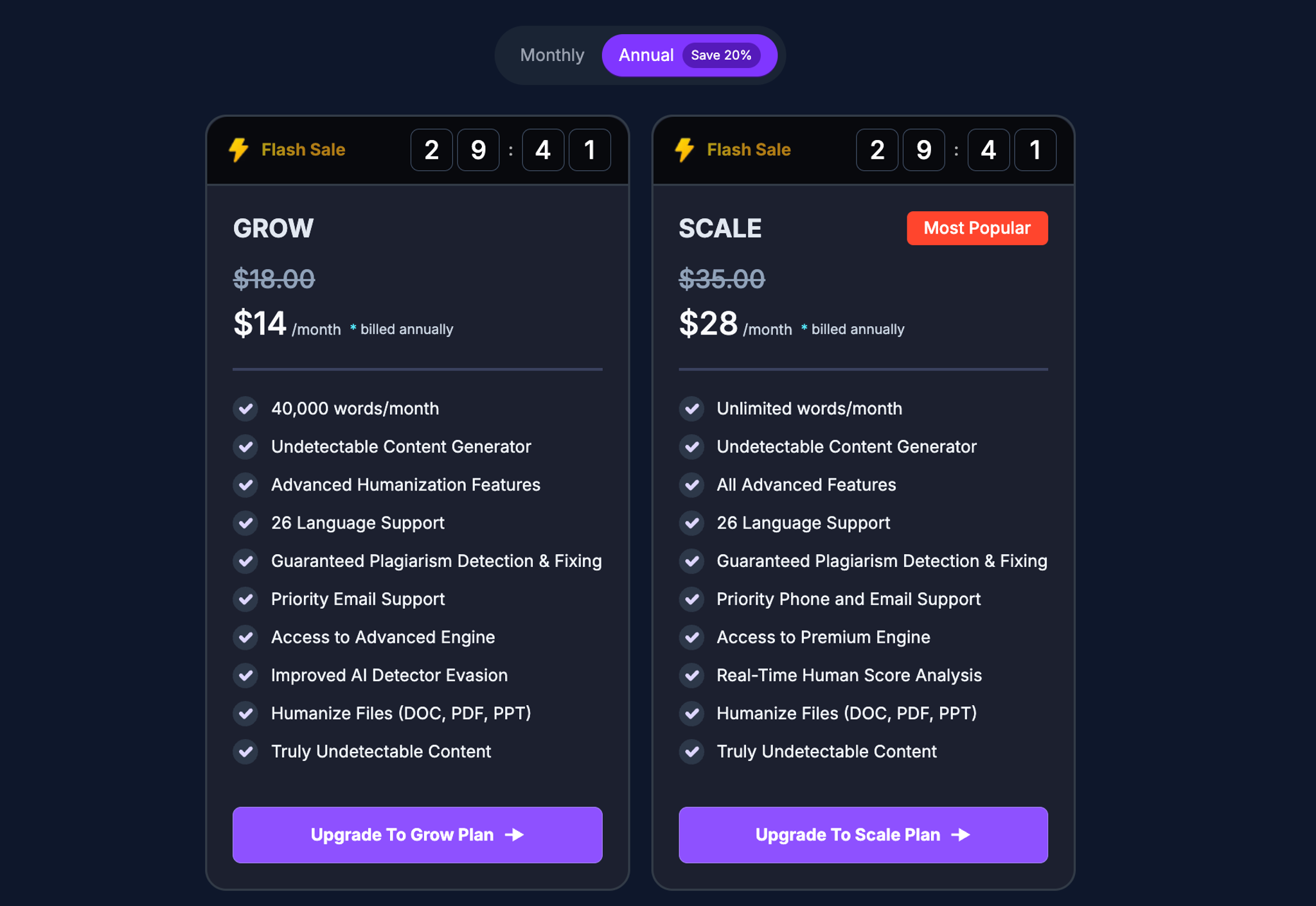 Humanizeaitext.ai Pricing