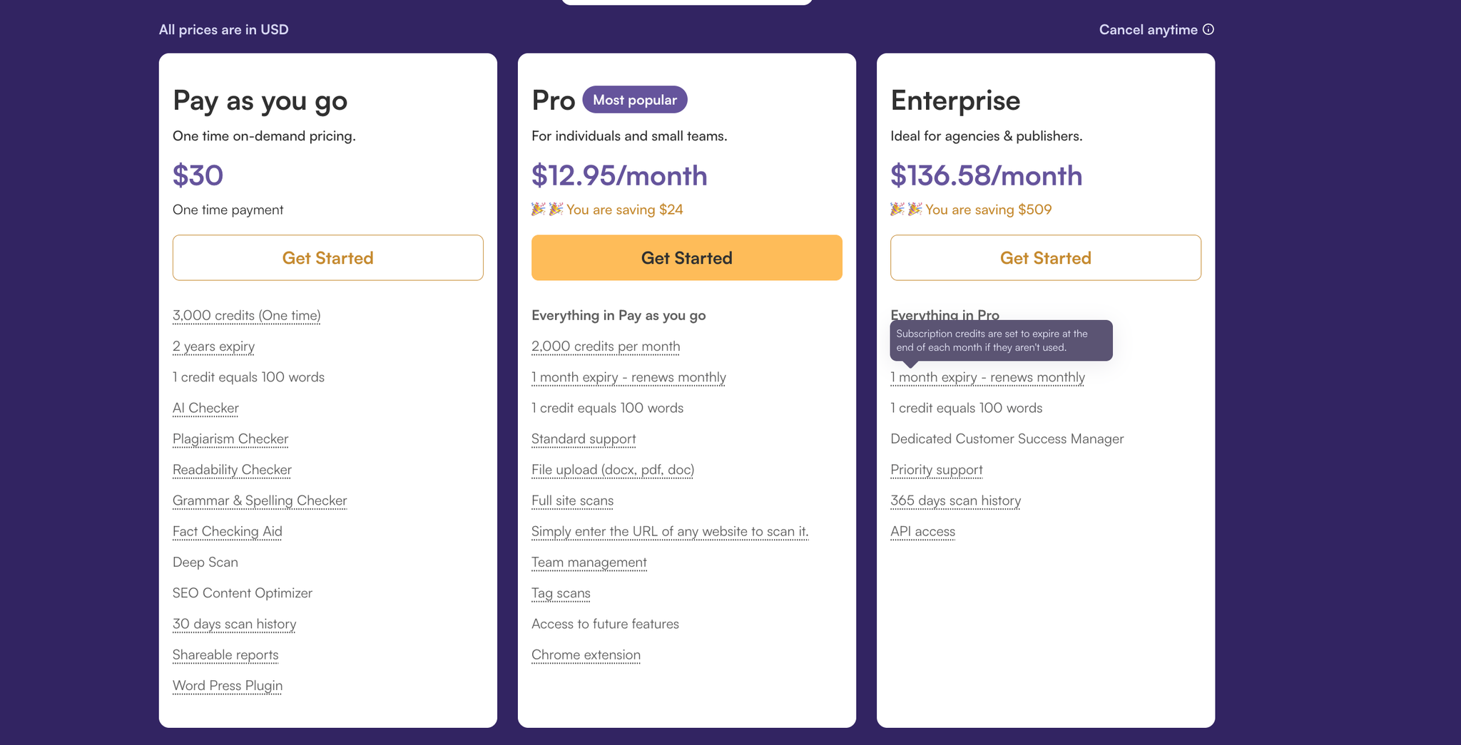 originality.ai — Pricing