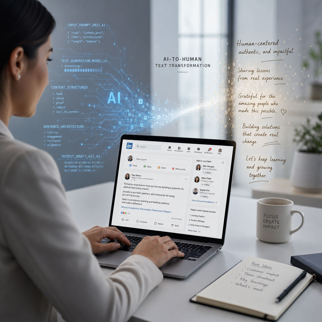 Cover image for blog How to Humanize AI Text for LinkedIn by humanizeaitext.ai