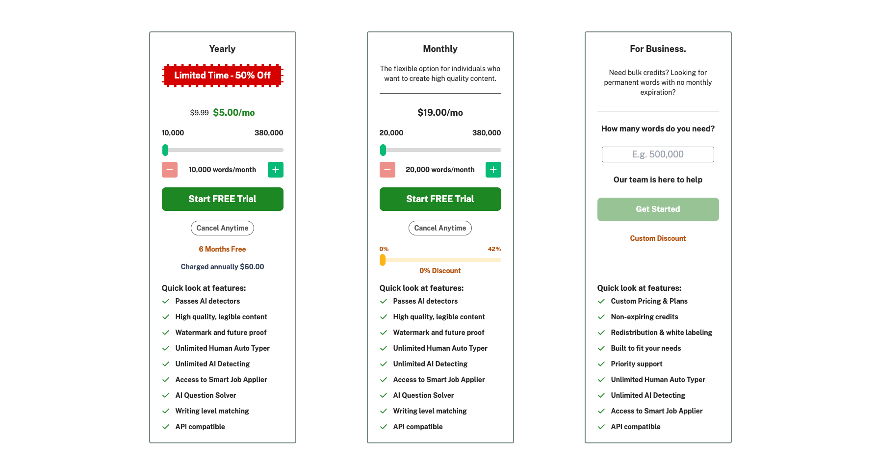 Undetectable AI — Pricing