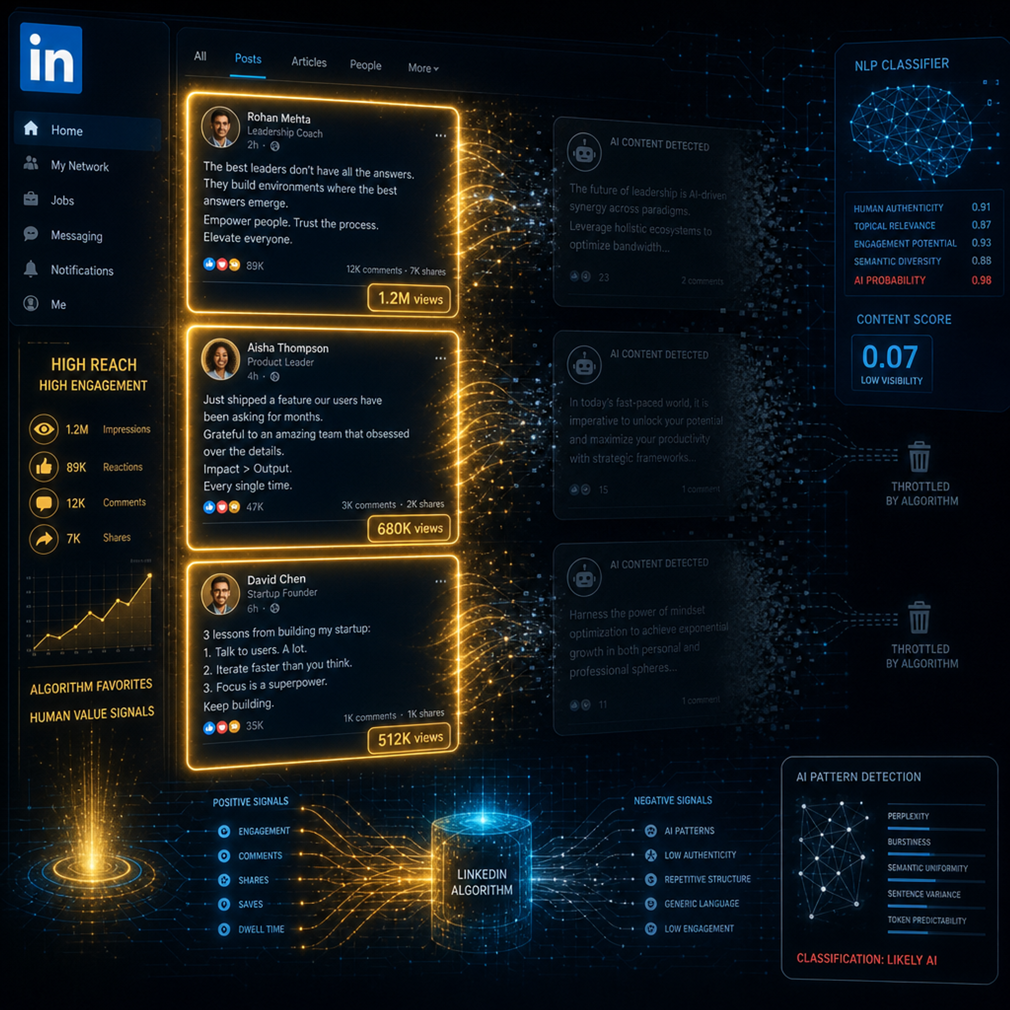 Linkedin posts viewed on a desktop
