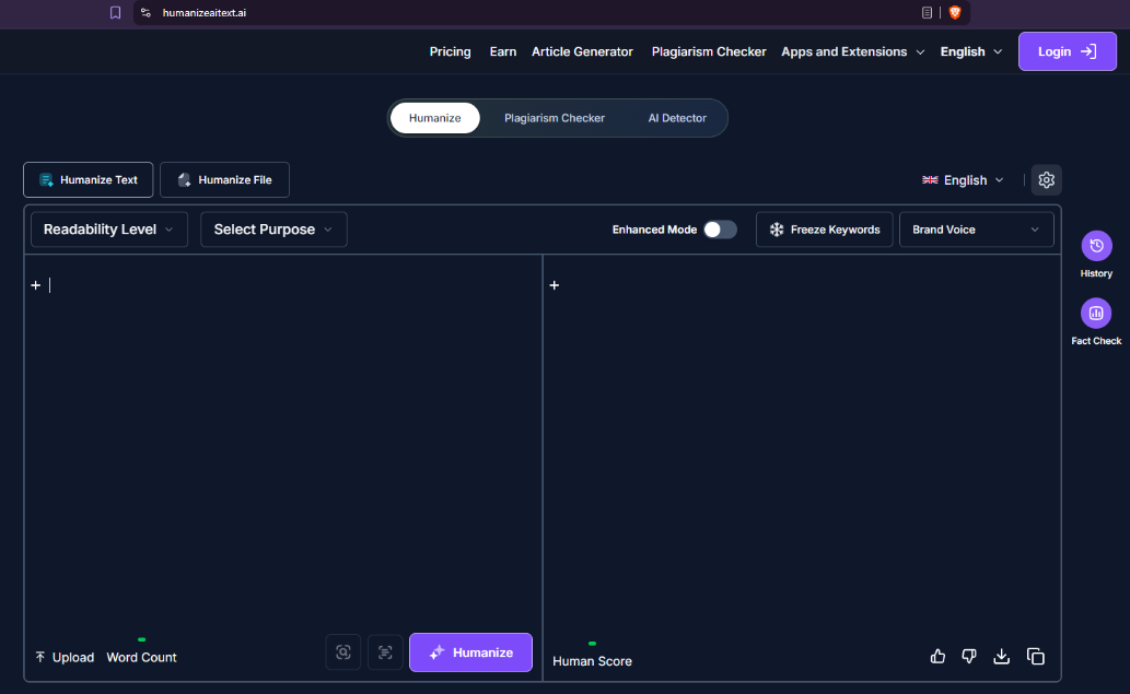 HumanizeAIText.ai-review-main-screen-view