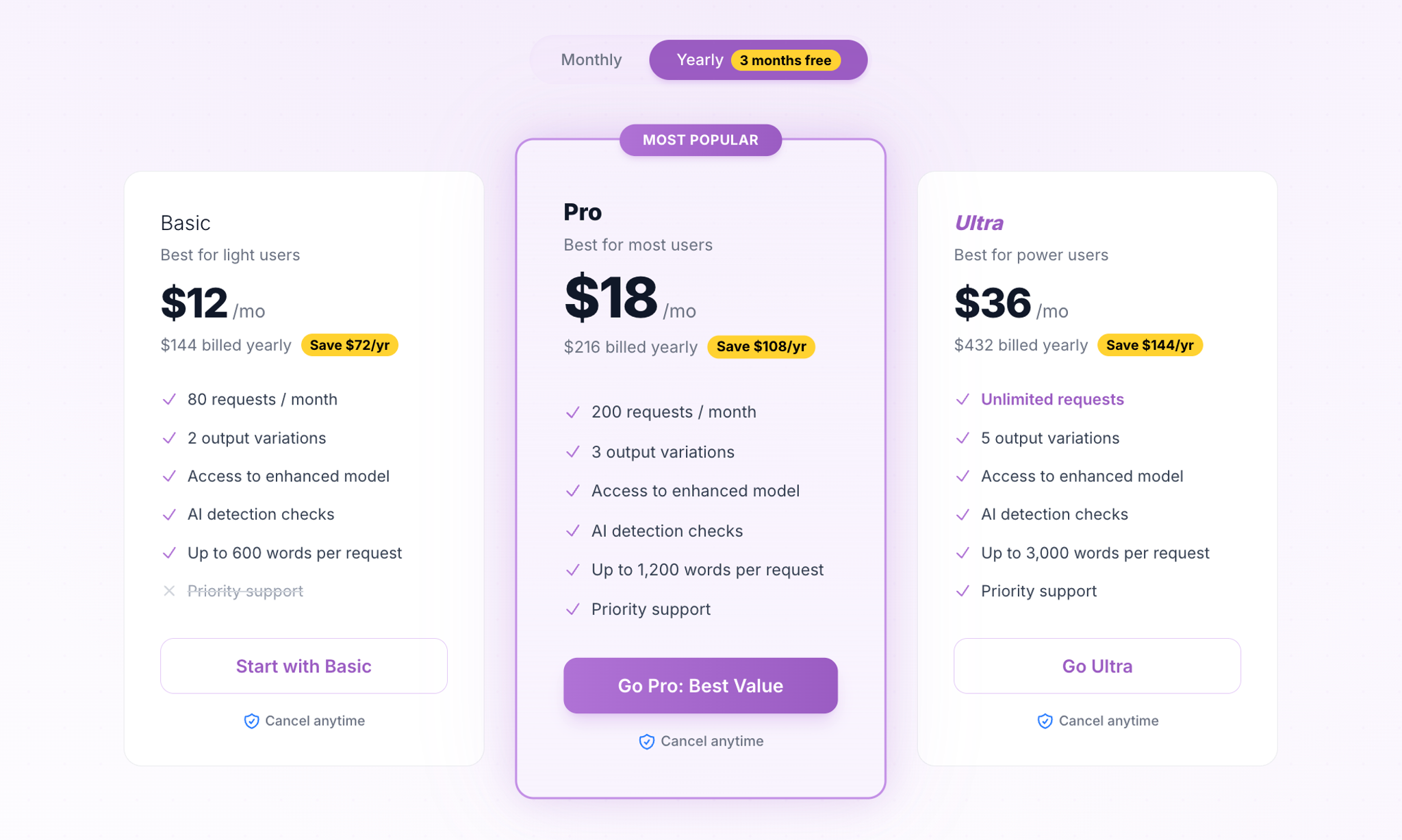 WriteHuman Pricing