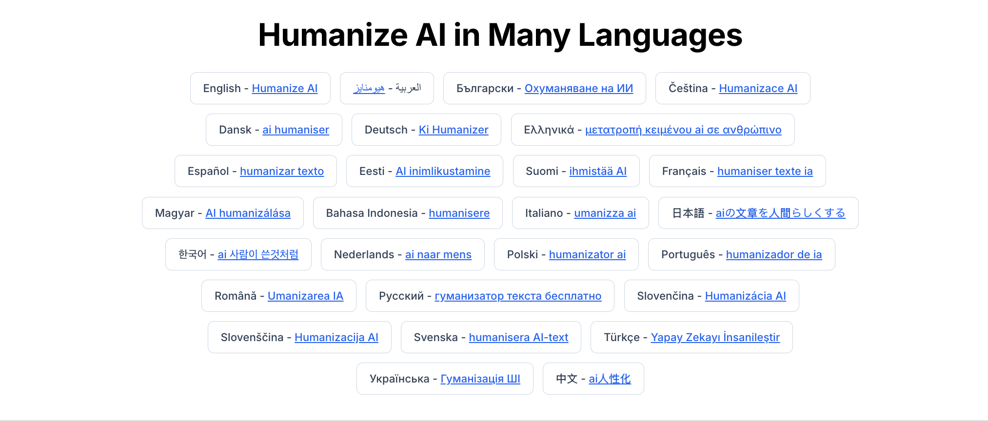 Humanize AI in Many Languages