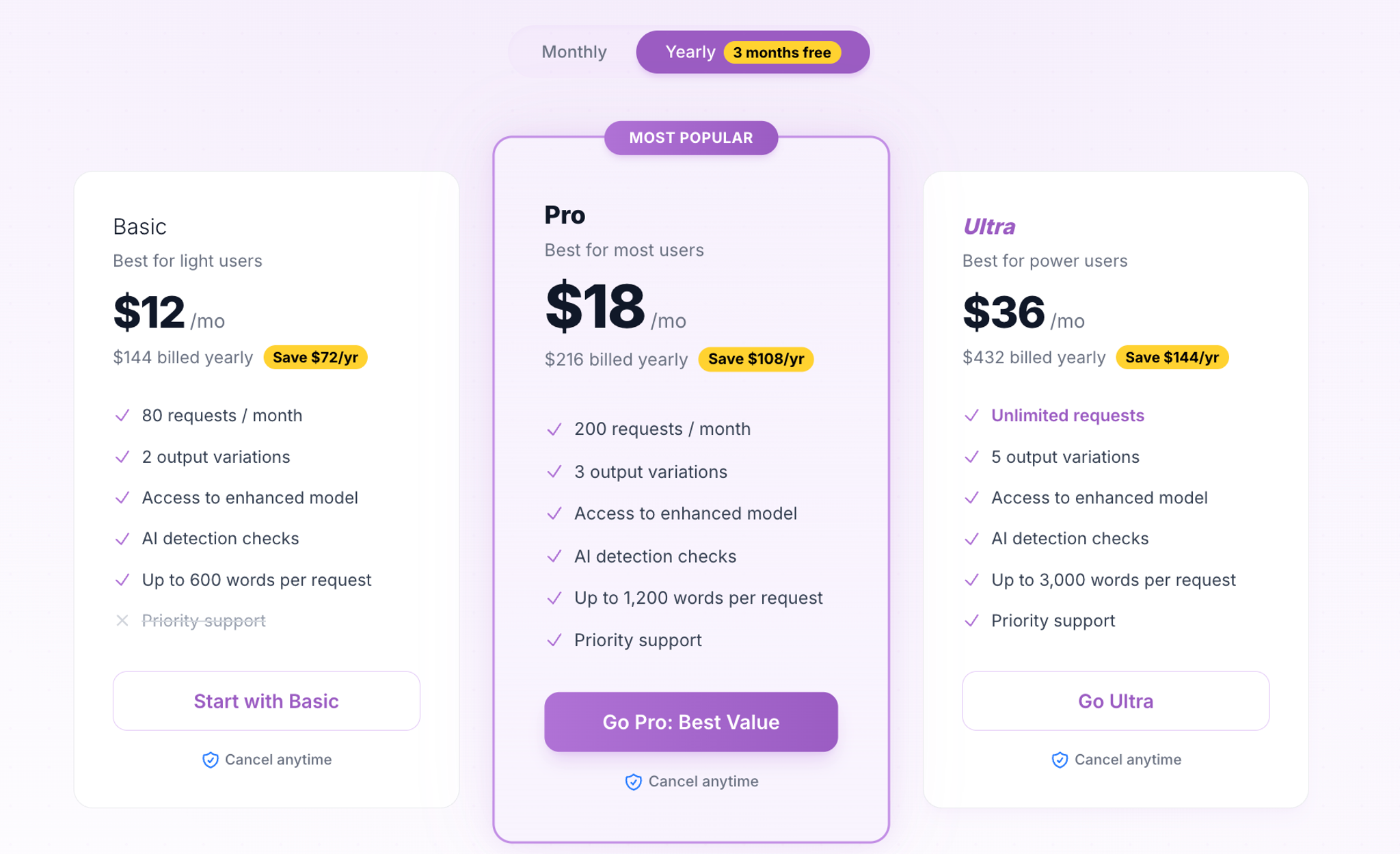 WriteHuman Pricing