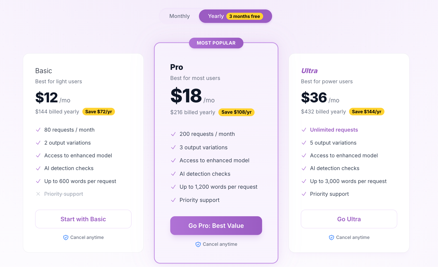 WriteHuman Pricing