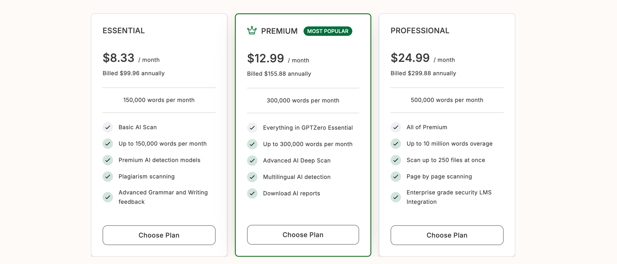 GPTZero — Pricing
