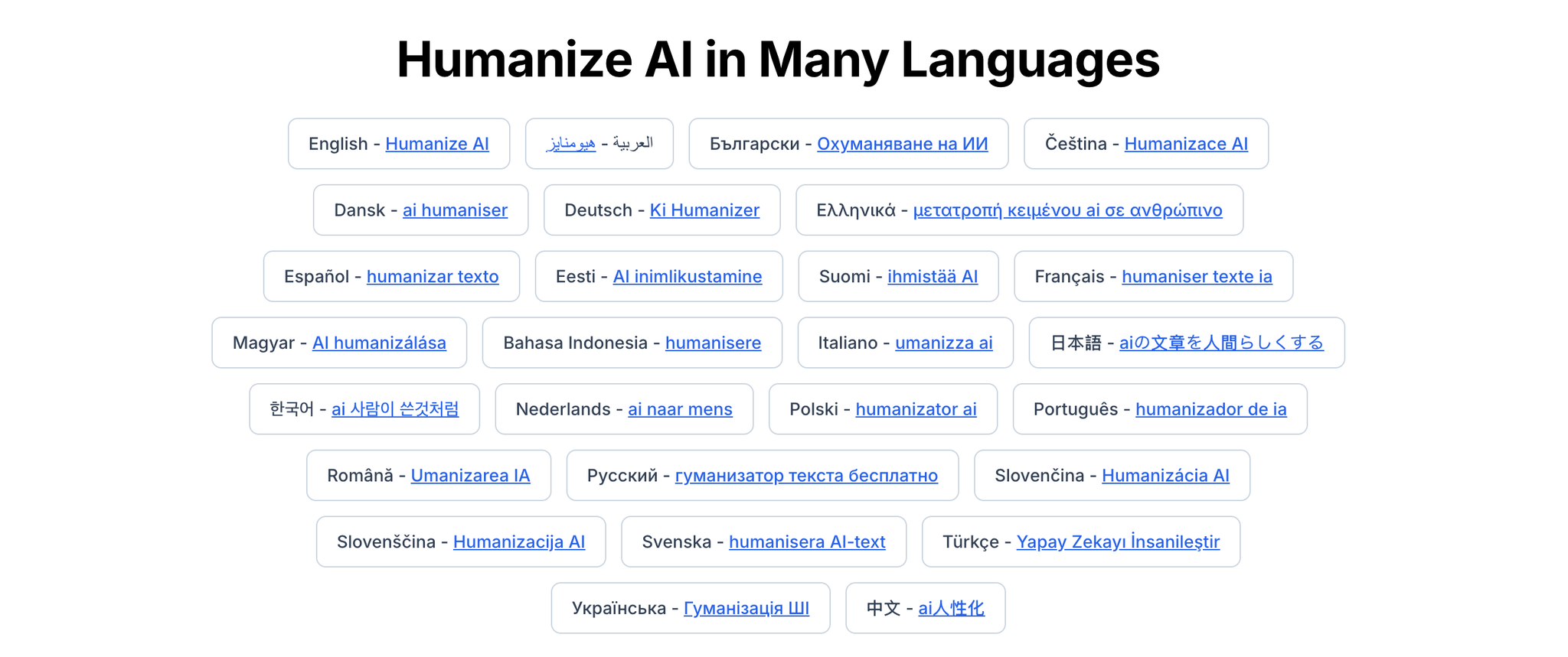 Humanize AI in Many Languages