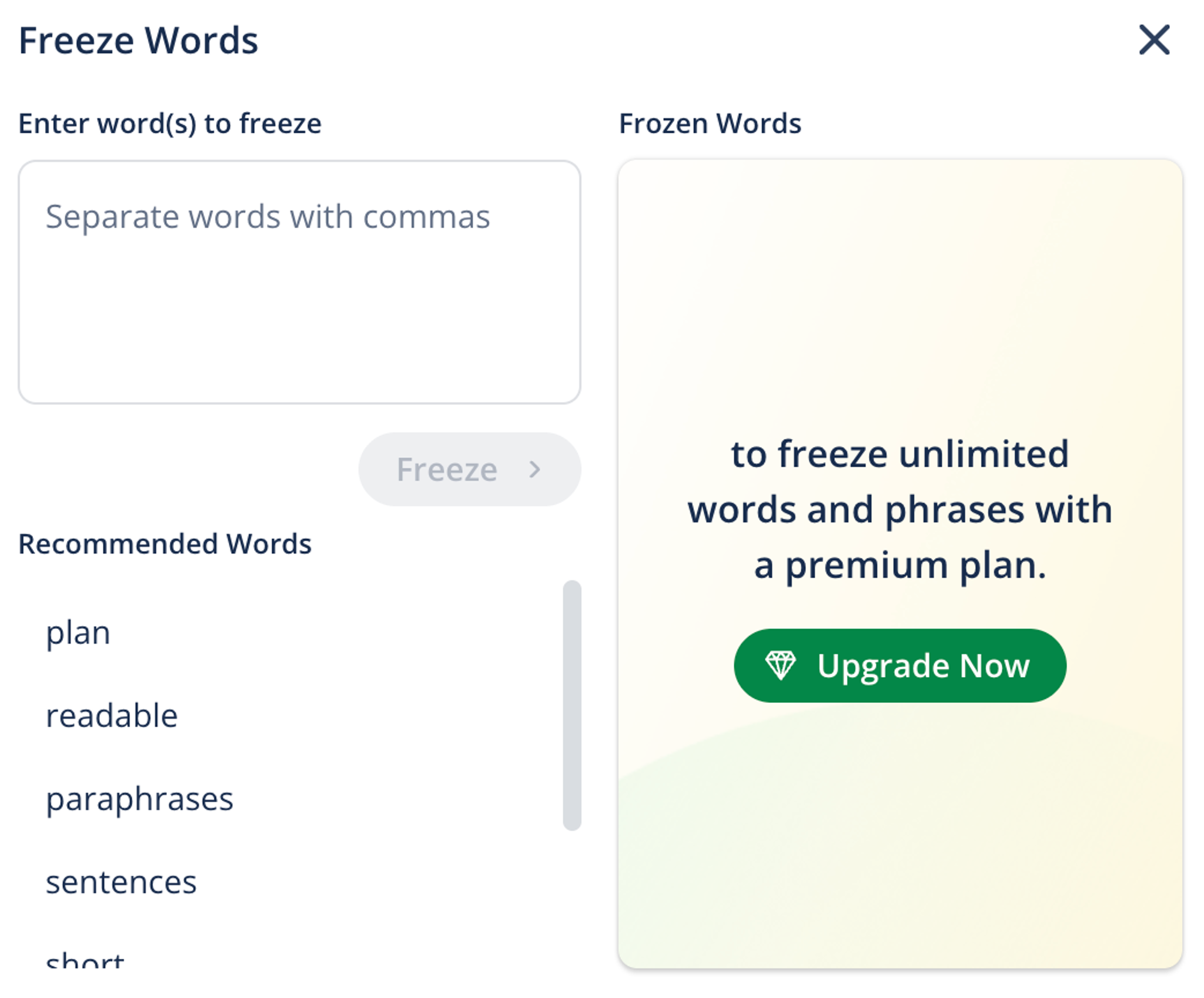 Mode Control + Freeze Words