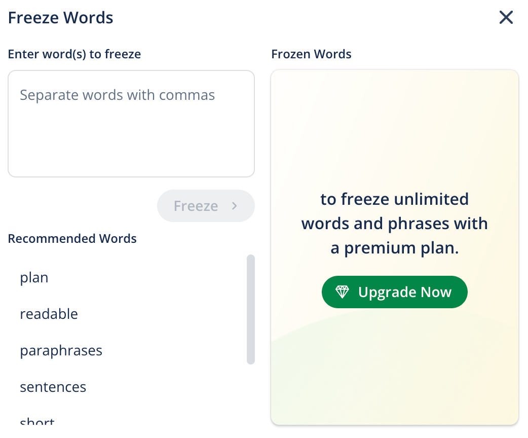 Mode Control + Freeze Words