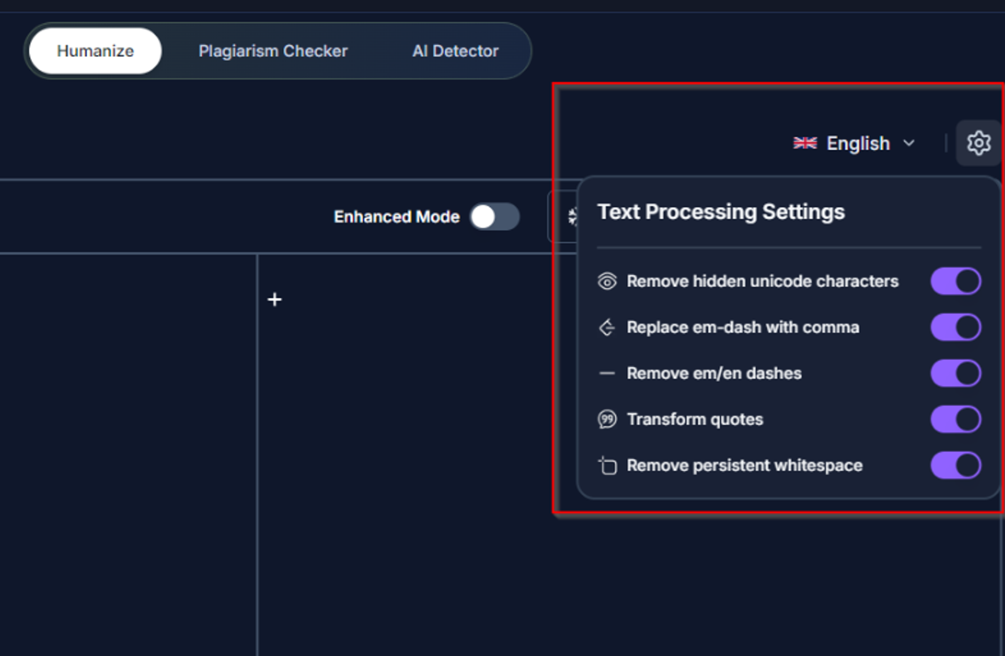 HumanizeAIText.ai-review-additional-settings