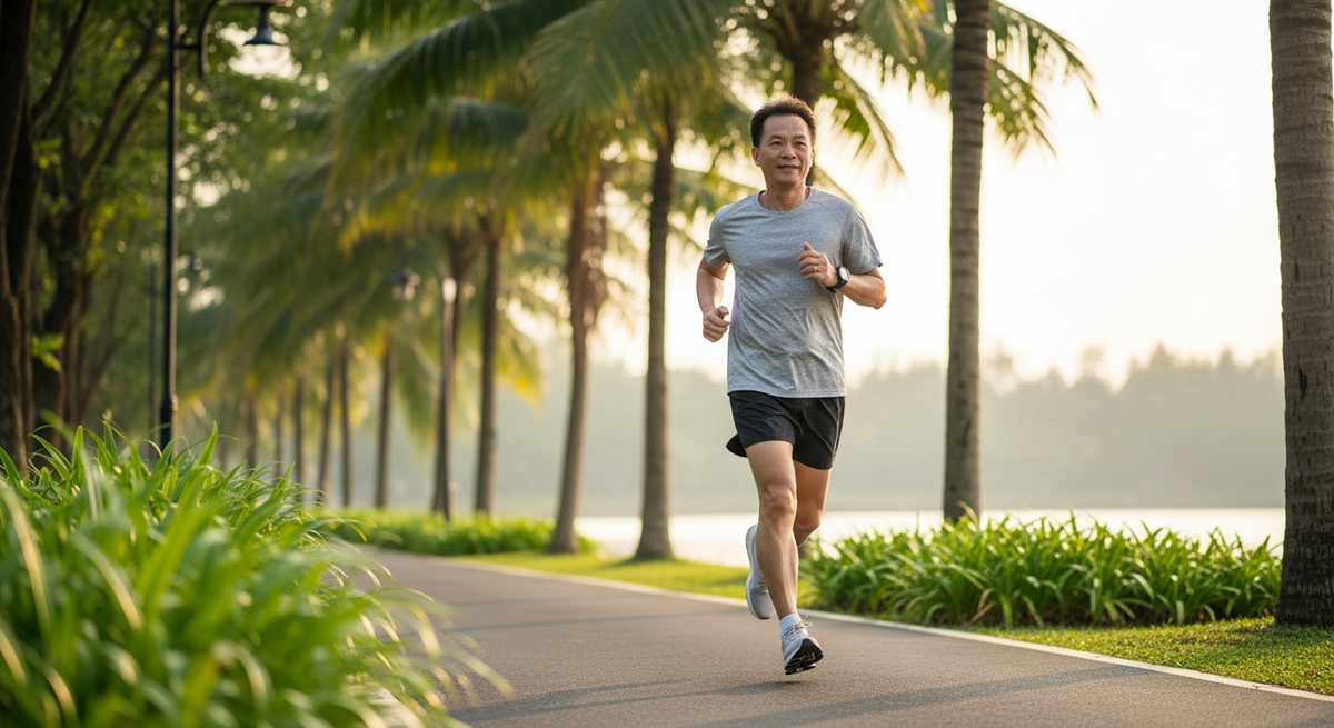 Người chạy bộ chạy thư thái, xen kẽ đi bộ để giữ sức