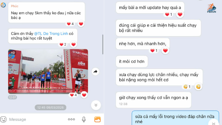 Kết quả thực tế từ các học viên đồng hành cùng Coach chạy bộ của PBRUN