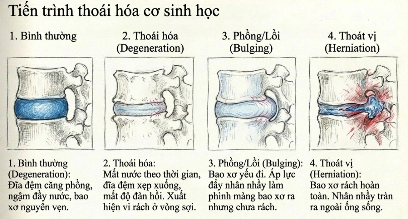 các giai đoạn của thoát vị