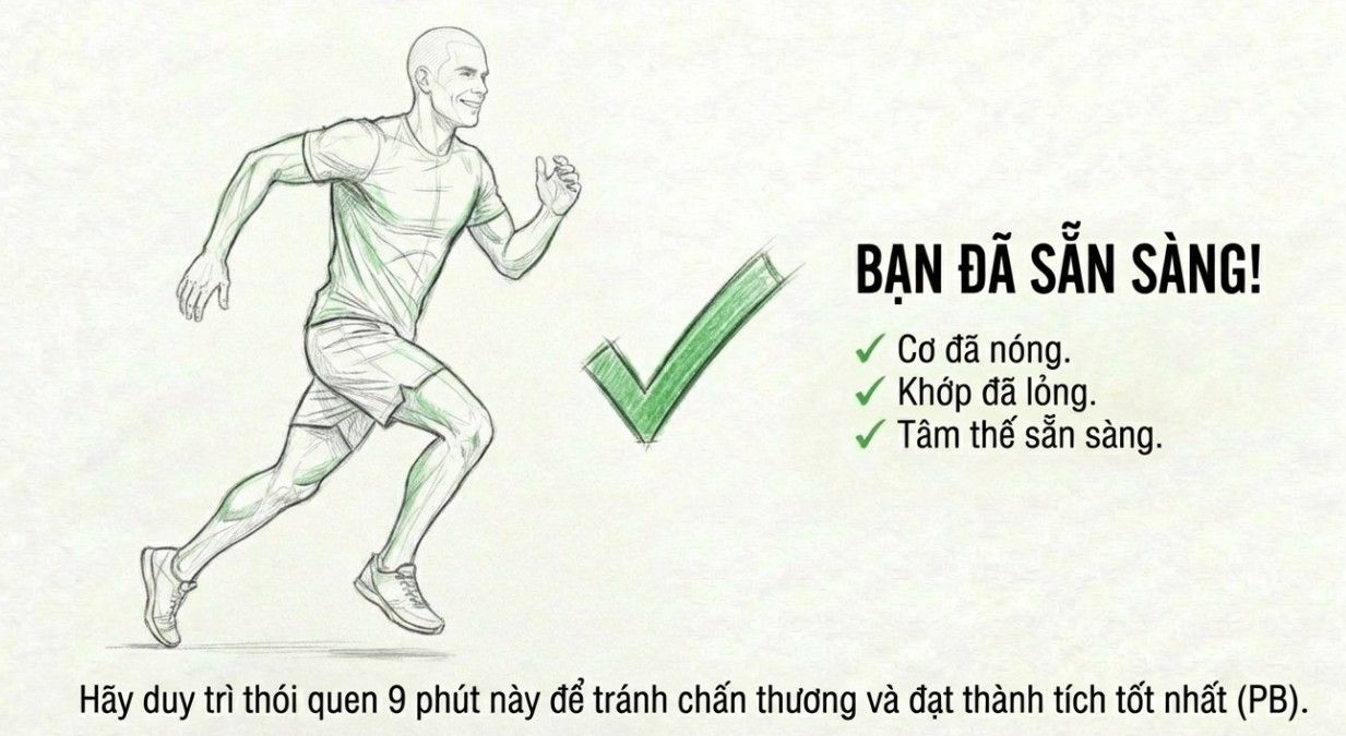 khởi động giúp bạn sẵn sàng chạy bộ