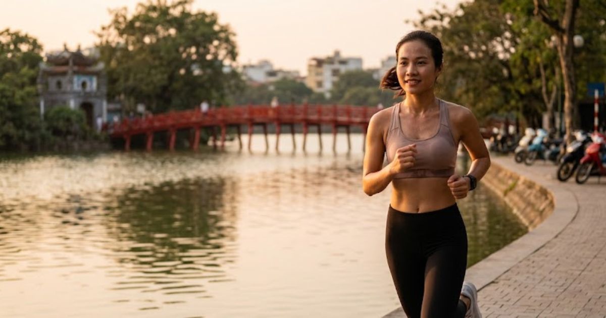 Người mới chạy bộ thư giãn bên đường — mẫu lịch 3 buổi mỗi tuần phù hợp người bận