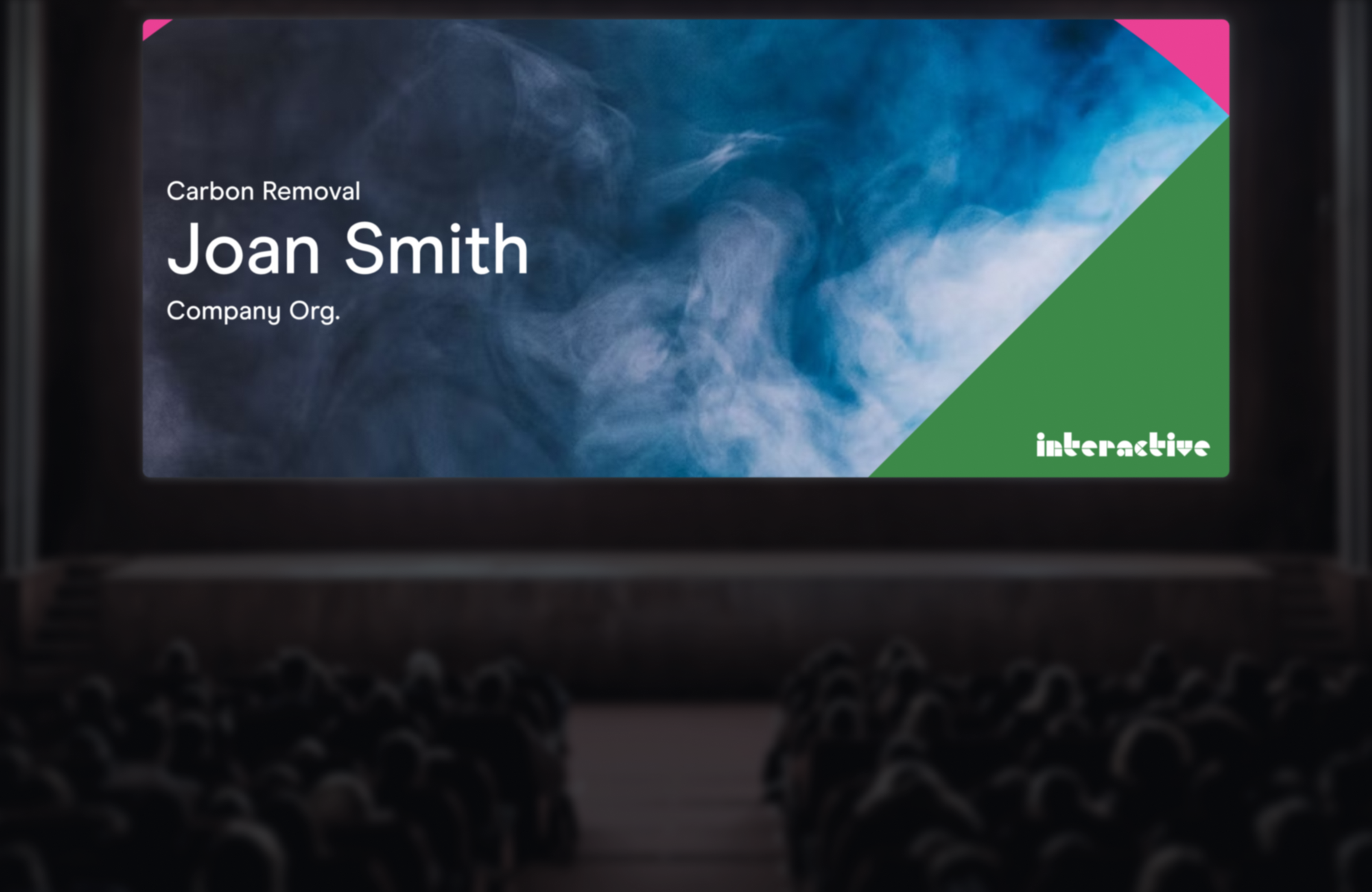 Presenter screen with air graphic for Joan Smith . Copyright Cotton Design, Talia Cotton