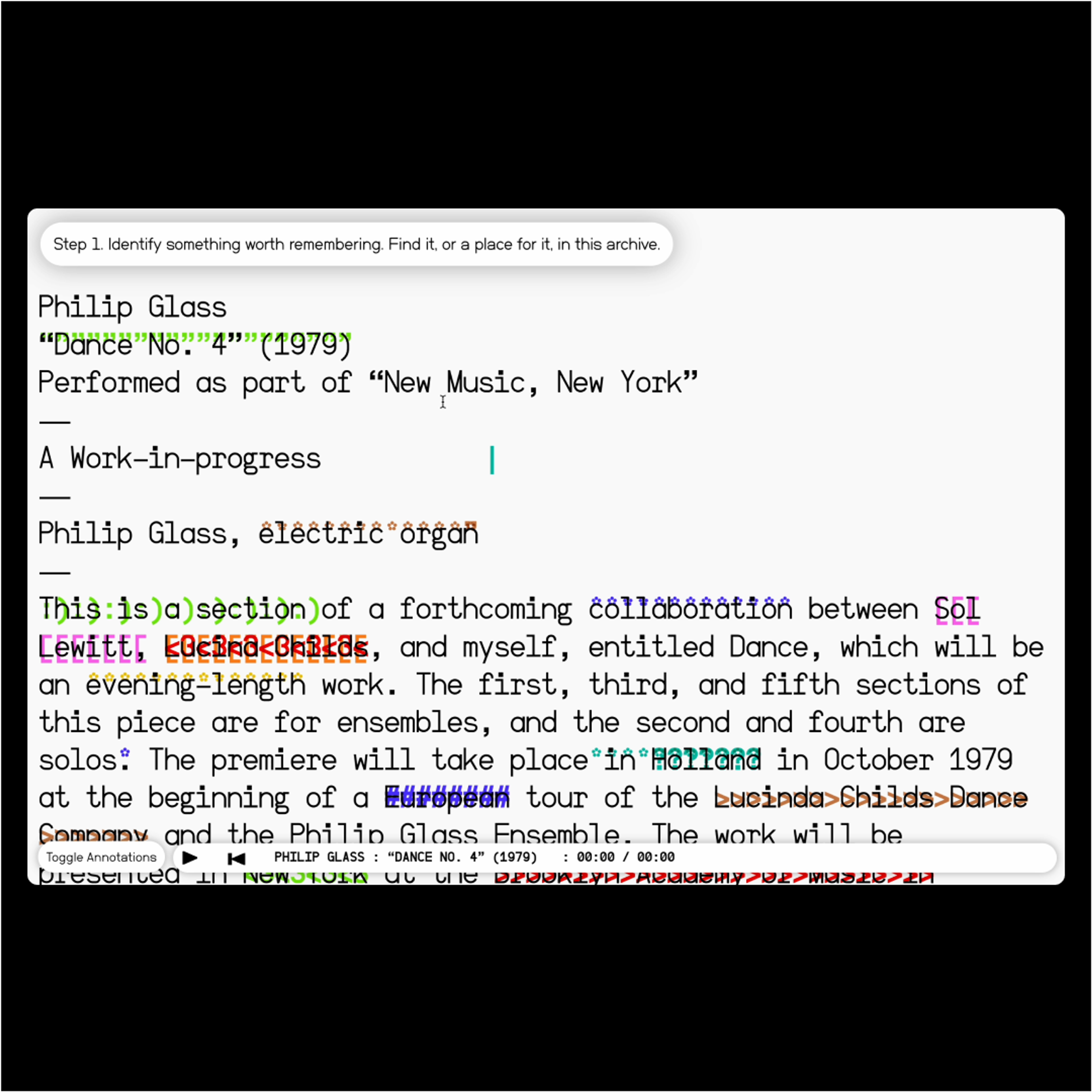 Photo view of video of words changing into different colors . Copyright Cotton Design, Talia Cotton