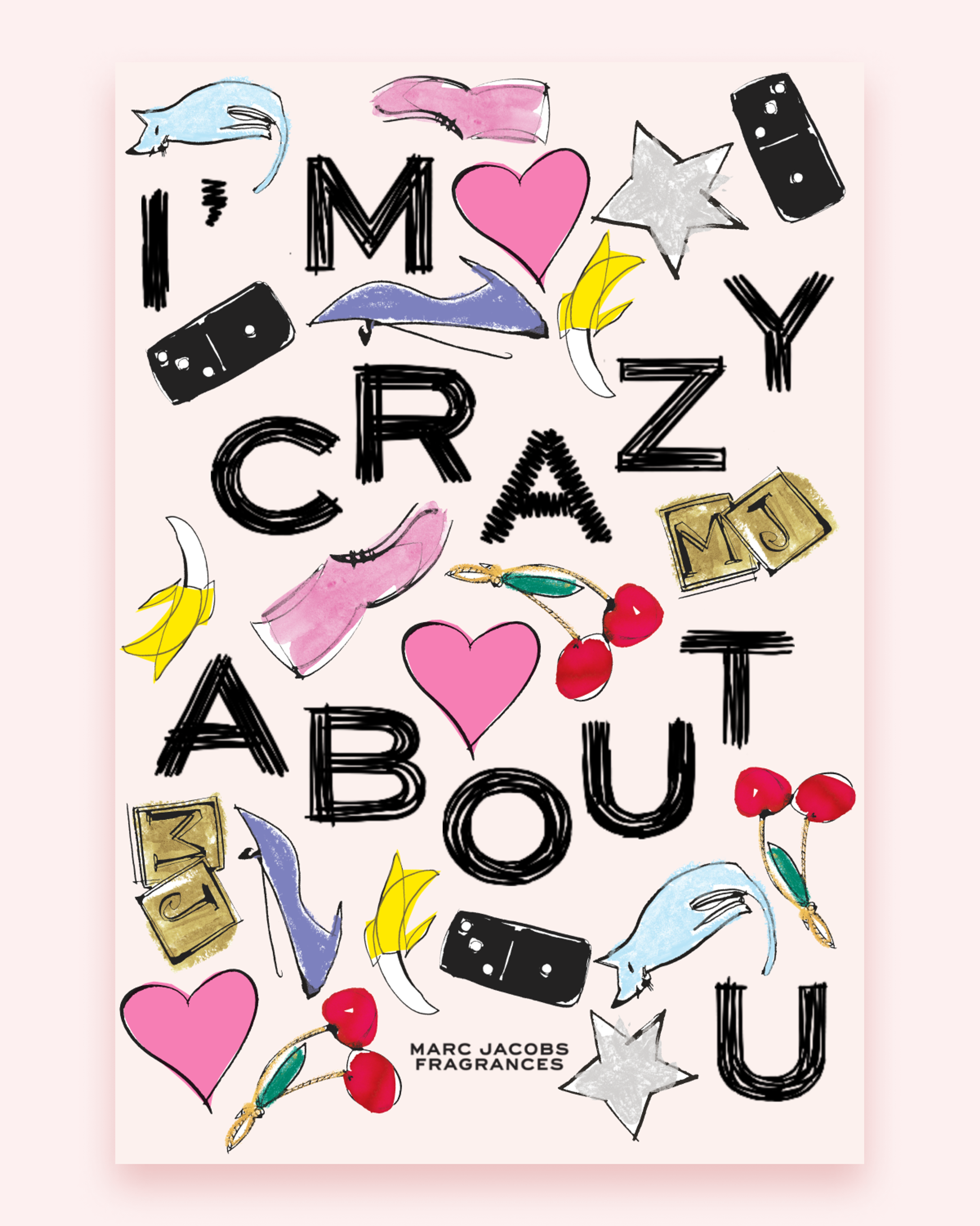 Cute stickers and letters on pink background. Copyright Cotton Design, Talia Cotton
