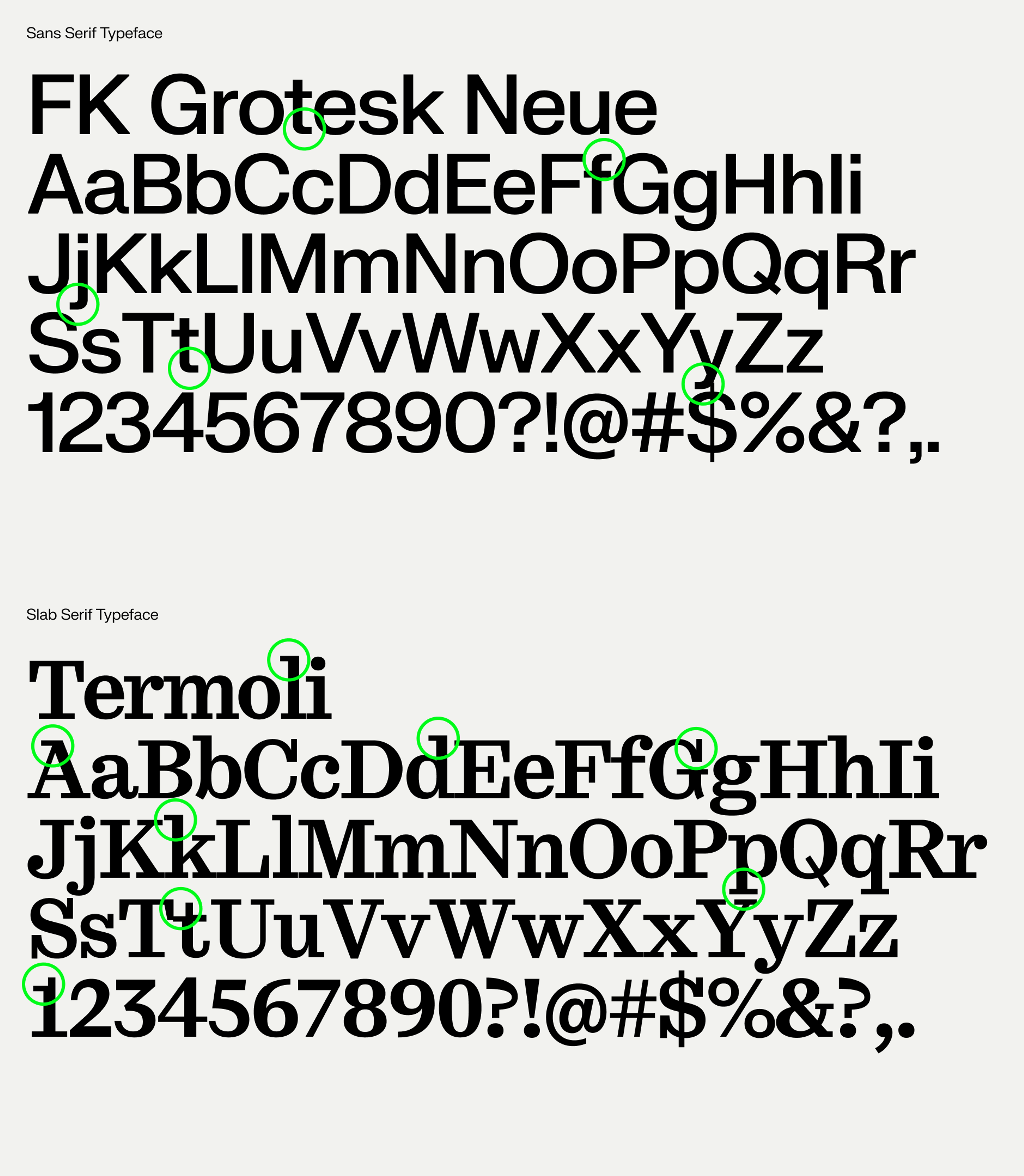 SEA Design system typography, featuring FK Grotesk Neue and Termoli, with highlighted features with right angles that match the logo. Copyright Cotton Design, Talia Cotton