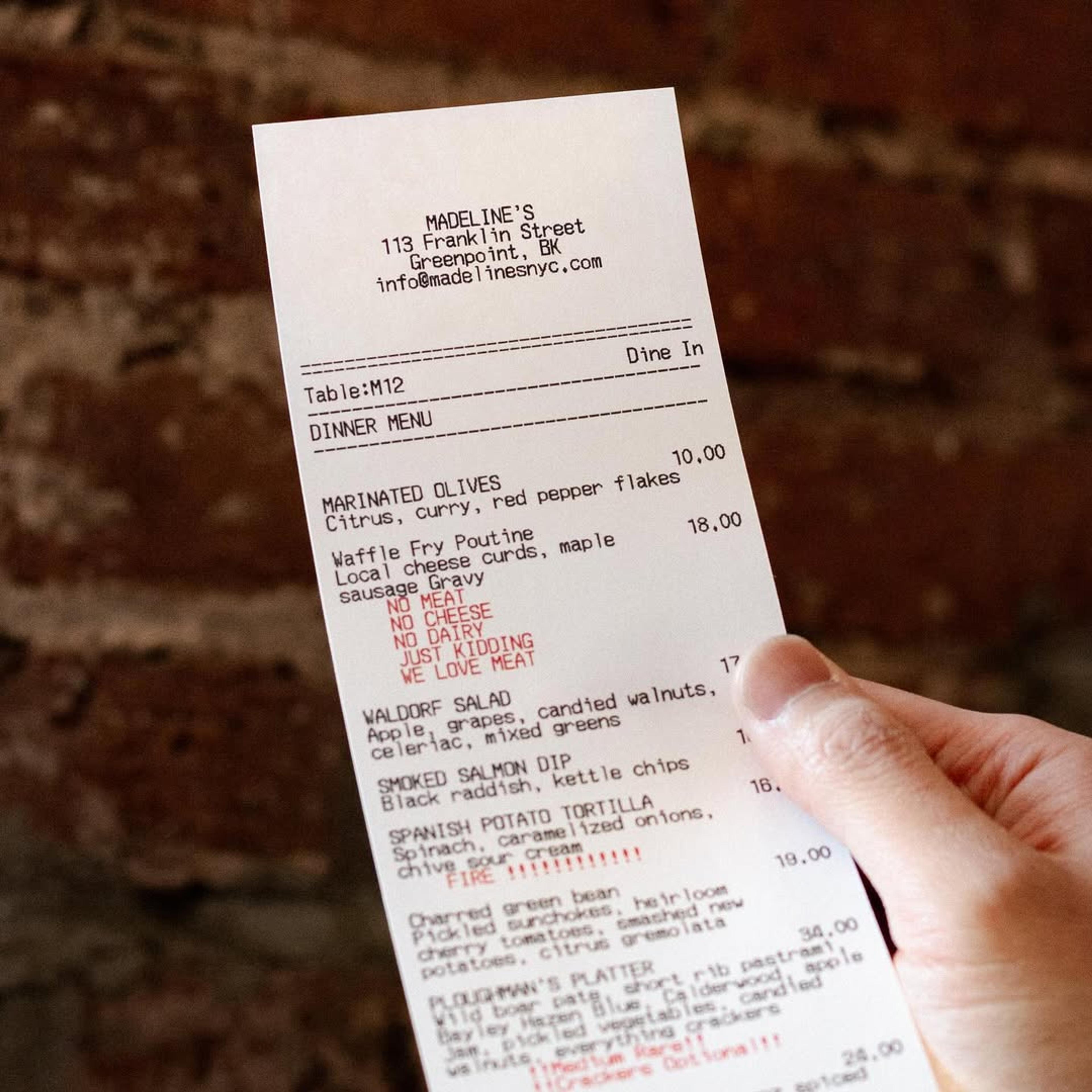 receipt . Copyright Cotton Design, Talia Cotton