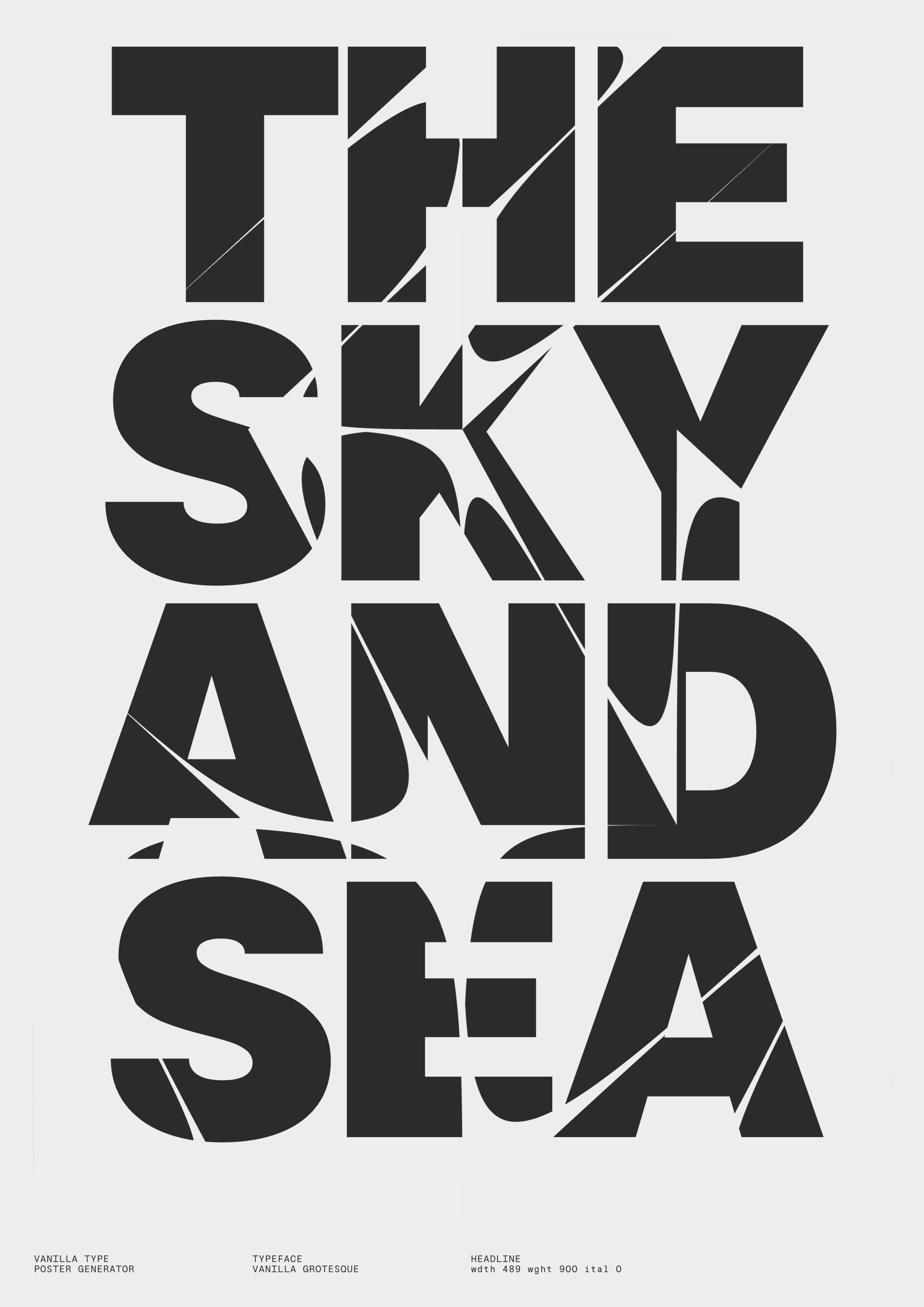Bold text: “The Sky and Sea.”. Copyright Cotton Design, Talia Cotton