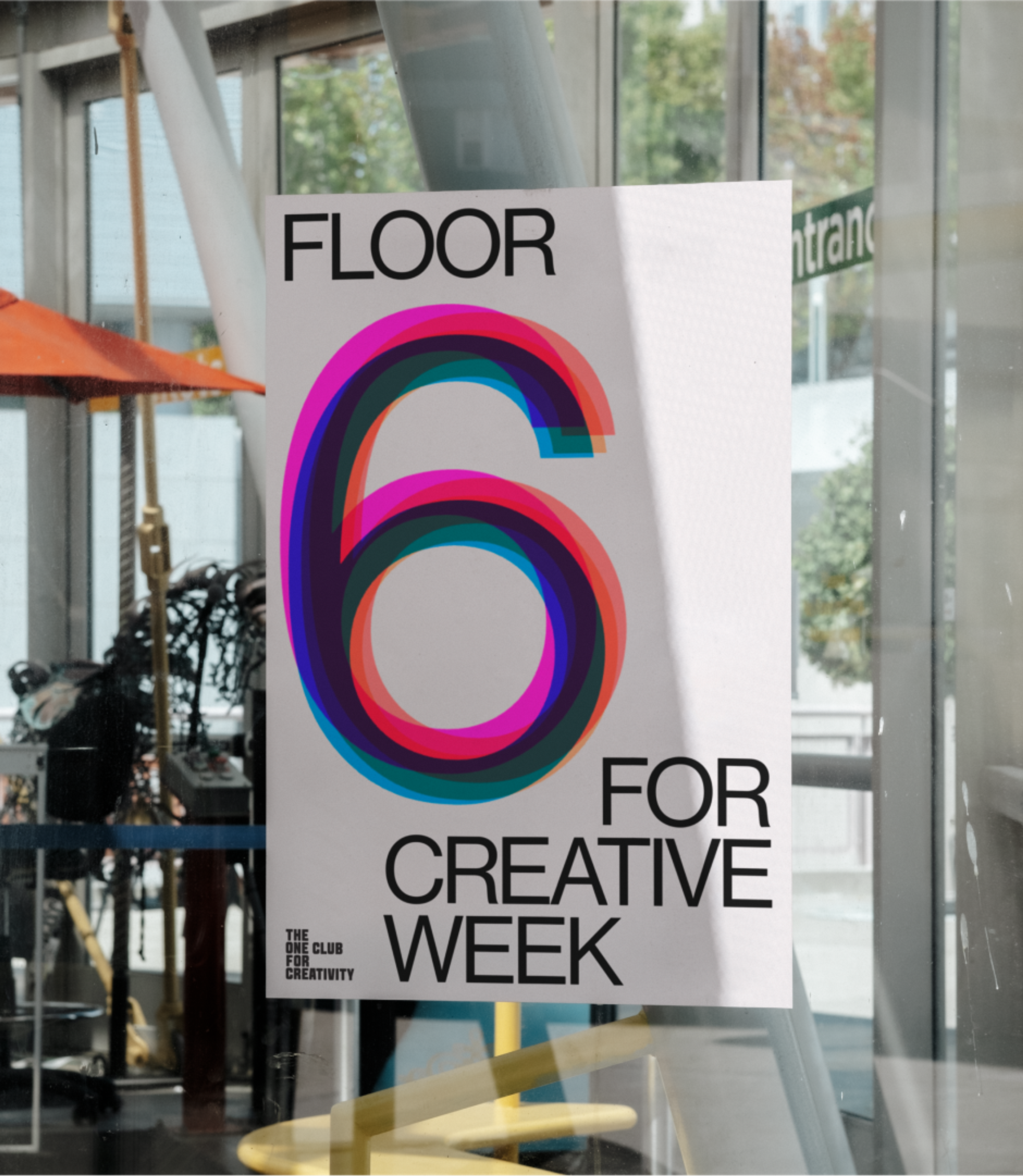 A lobby sign that says "Floor 6 for Creative Week". Copyright Cotton Design, Talia Cotton