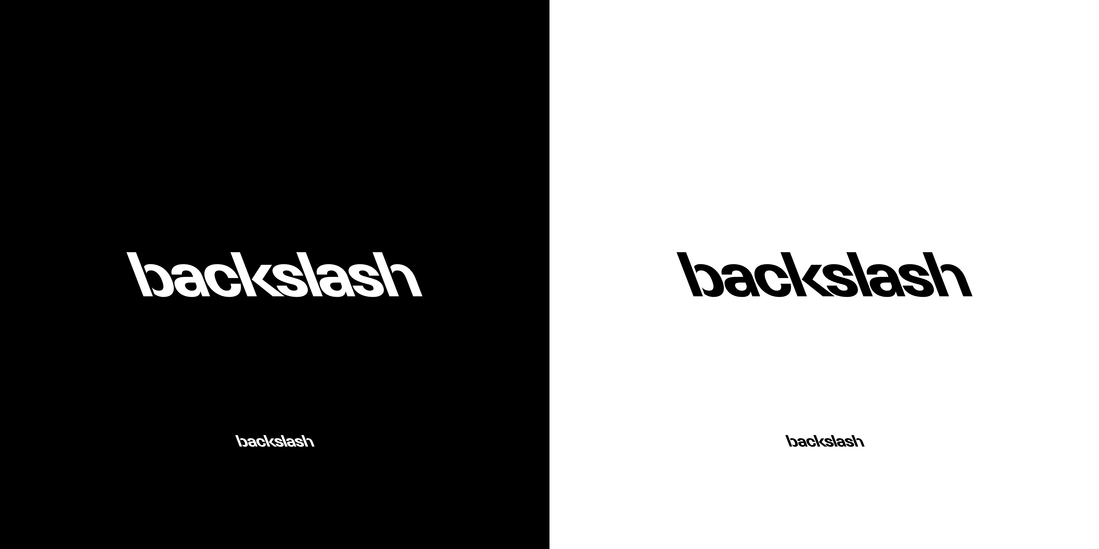 The backslash wordmark side by side in black and white.. Copyright Cotton Design, Talia Cotton