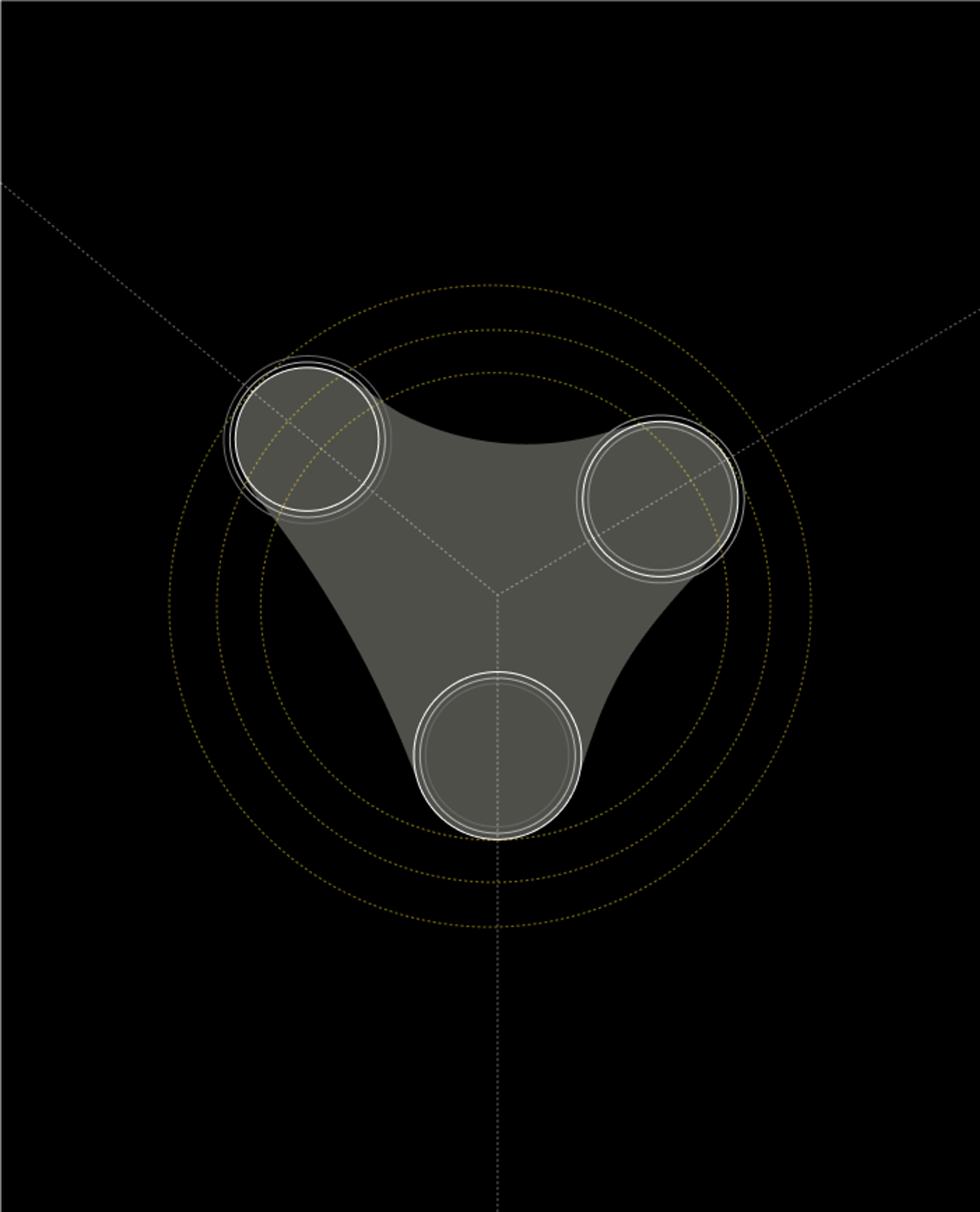 A diagram of the underlying structure and geometry of the Yellow logo. Copyright Cotton Design, Talia Cotton