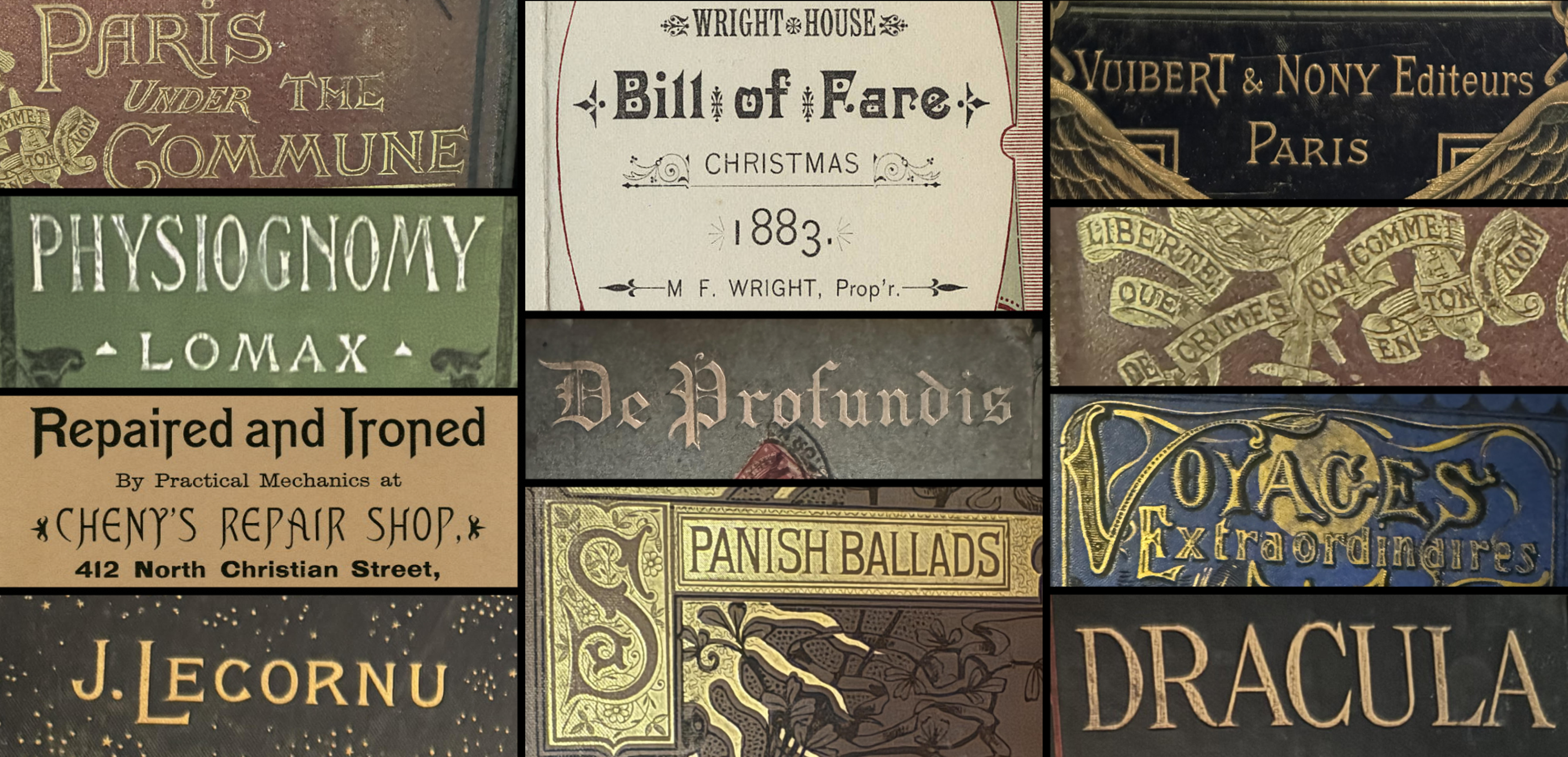 Different typefaces featured on old posters, etc. . Copyright Cotton Design, Talia Cotton