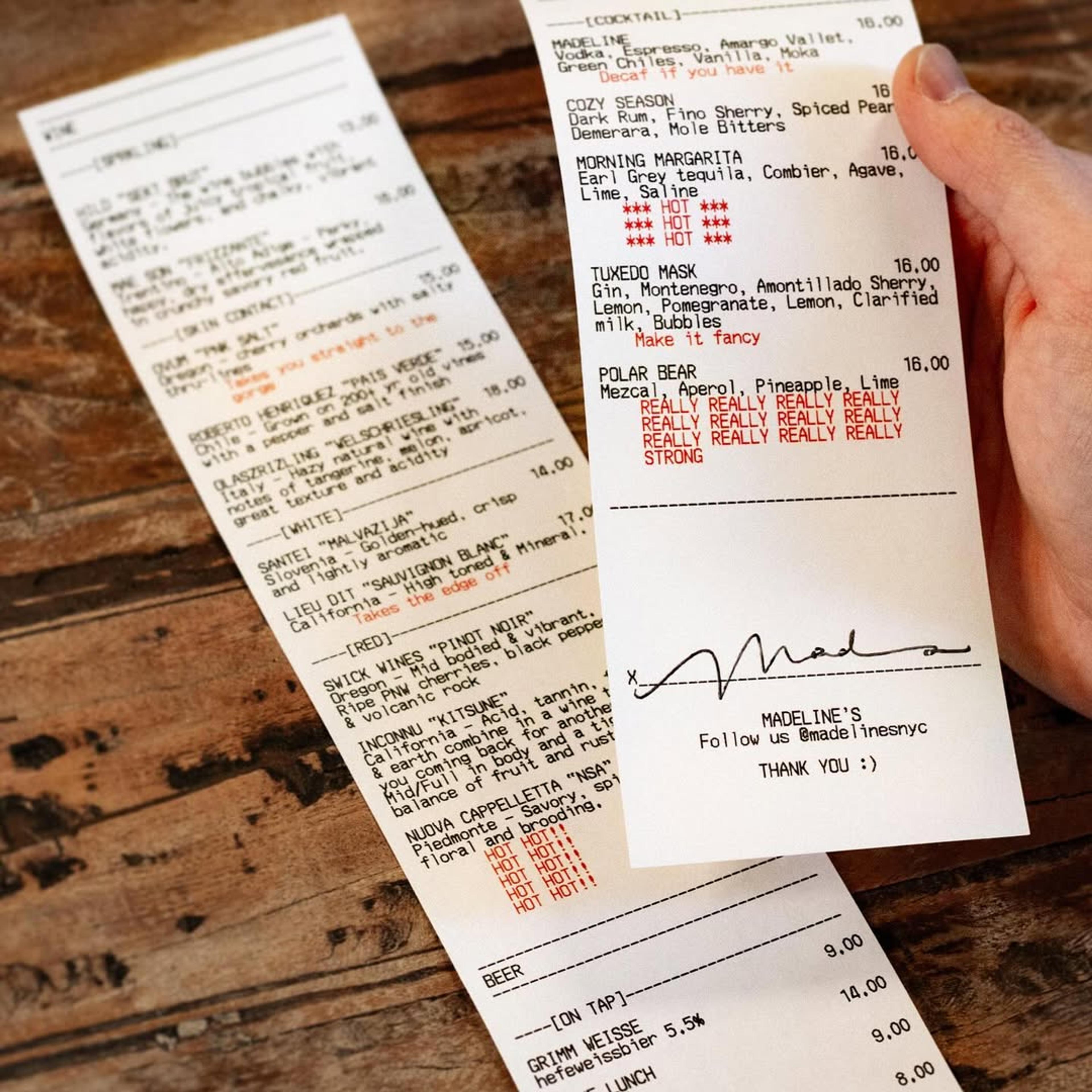 long receipts. Copyright Cotton Design, Talia Cotton